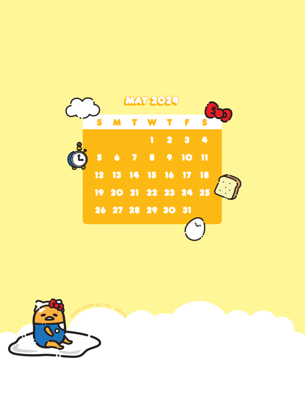 Image of Hello Kitty 50th Anniversary Gudetama May Calendar FOTM Wallpaper. 