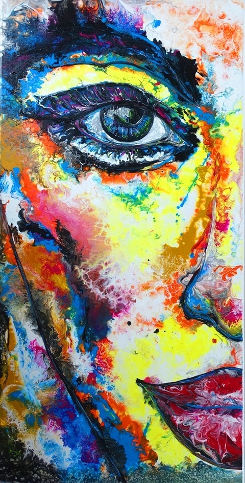 Portr auml t links Gesichter Malerei Acrylbild Gem auml lde Unikat handgemalt Leinwandbild 50x100