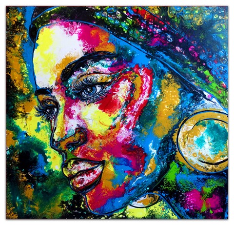 Jolie Wandbild modernes Frauengesicht handgemalt Acrylbild Original Portr auml t Malerei abstrakt  100x100