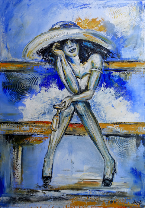 Frauen Bild Gemaelde figurative Kunst blau