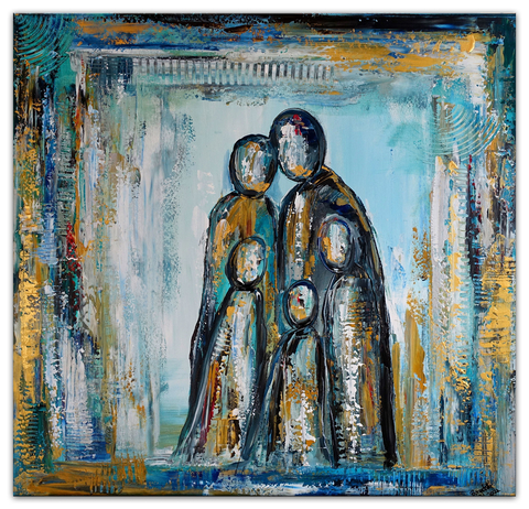 Familienbild abstrakte Figuren Eltern Kinder Acymalerei Kunstbild Liebe Gem auml lde 80x80 2022 k