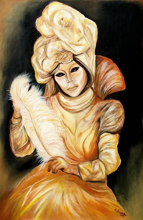 Original Gem auml lde-Venzianische Maske Venedig Karneval Malerei Gem auml lde Acrylbild 80x120