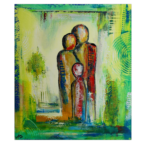 Familien Trio Figuren Malerei Wandbild Acrylbilder Moderne Malerei 60x80x2 21-03
