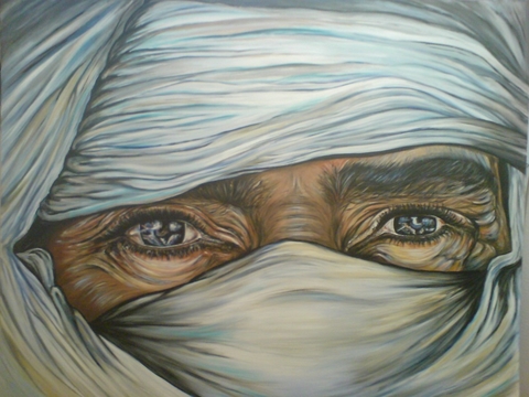Original Gem auml lde-Weisser Tuareg portraitmalerei gesicht beduine handgemalte gem auml lde