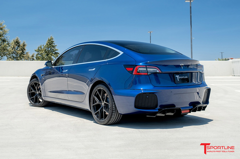 Deep Blue Metallic Tesla Model 3 with Tmaxx Aero Sport Body