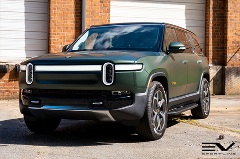 Xpel Stealth Forest Green Rivian R1S with Triple Square Running Boards EV Sportline The Leader in Electric Vehicle Accessories