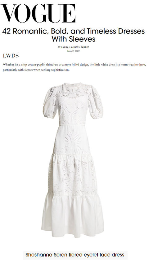 French 1970s Crisp White Cotton Eyelet Lace Dress w/ Puff Sleeves
