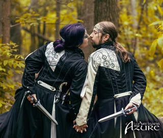scholarly inquisitors artisans azure medieval larp bicolline duo black white mage wizard    7 